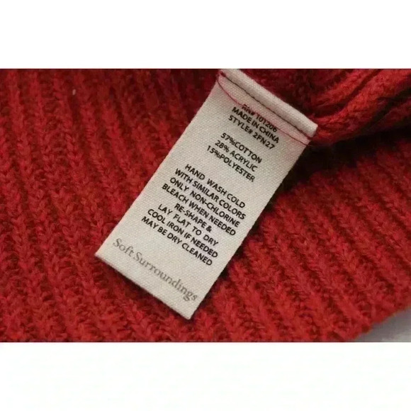 Soft Surroundings Large Burnt Orange Pointelle Knit V-Neck Everest Sweater Knit - Picture 9 of 12